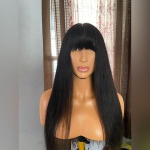 Lace front wig human hair bang